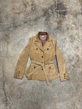 Wilsons Leather Vintage Women's Suede Belted Safari Jacket Size S